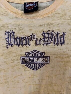 Harley-Davidson Yellow Marbled Tee with Blue Toledo Script